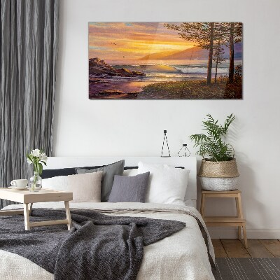 Tableau en verre Coucher de soleil sur le bord de mer