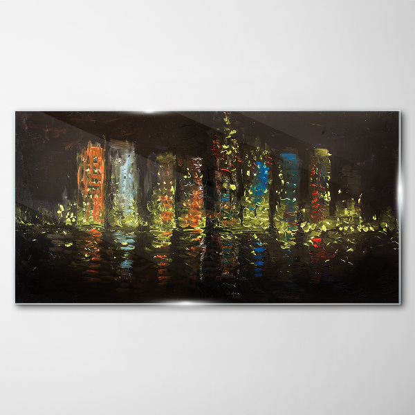 Tableau verre imprimé La ville la nuit à la lueur des lumières