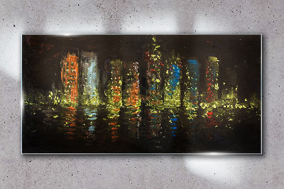 Tableau verre imprimé La ville la nuit à la lueur des lumières