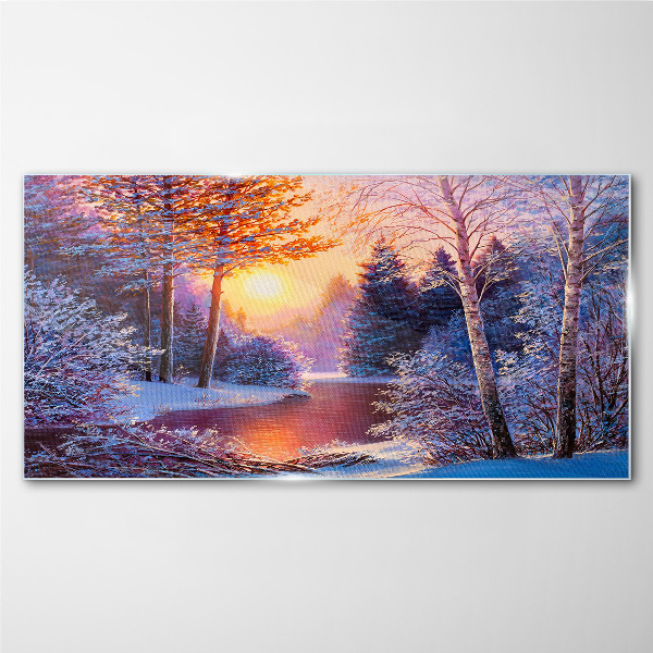 Tableau photo sur verre Crépuscule d'hiver sur la rivière