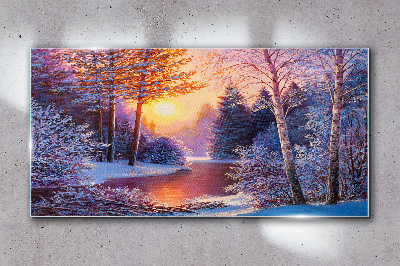 Tableau photo sur verre Crépuscule d'hiver sur la rivière