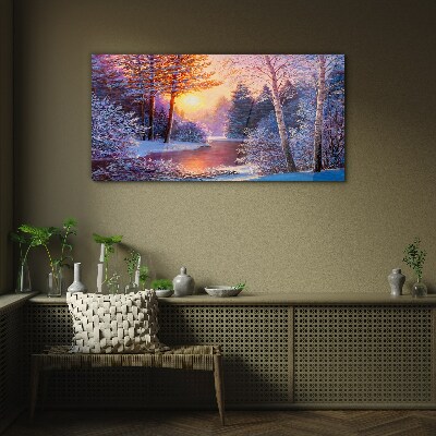 Tableau photo sur verre Crépuscule d'hiver sur la rivière