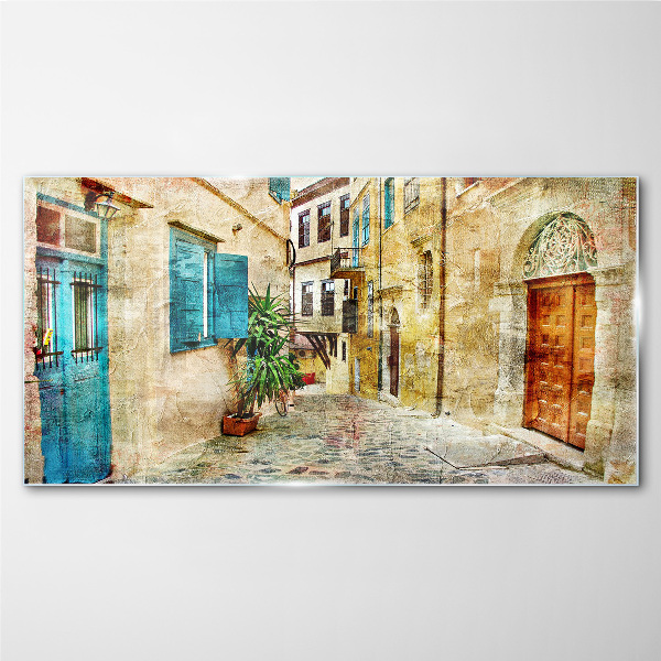 Tableau sur verre Des rues charmantes aux couleurs pastel
