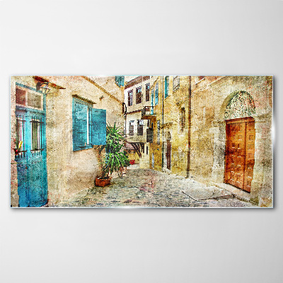 Tableau sur verre Des rues charmantes aux couleurs pastel