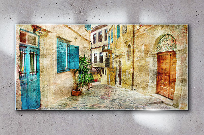 Tableau sur verre Des rues charmantes aux couleurs pastel