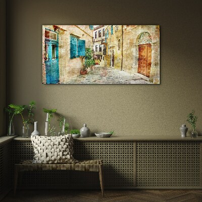Tableau sur verre Des rues charmantes aux couleurs pastel