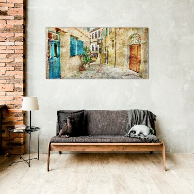 Tableau sur verre Des rues charmantes aux couleurs pastel