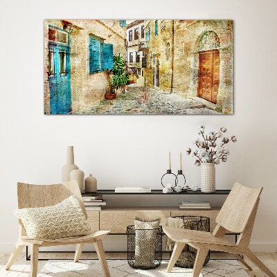 Tableau sur verre Des rues charmantes aux couleurs pastel