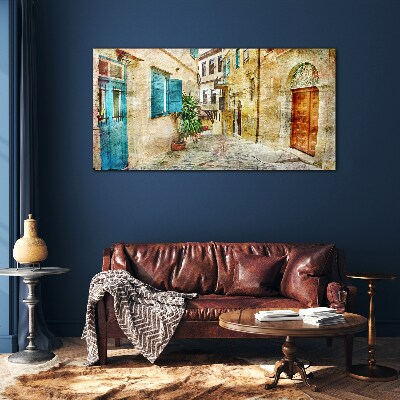 Tableau sur verre Des rues charmantes aux couleurs pastel