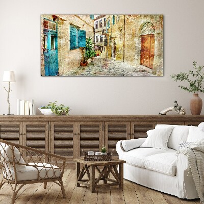 Tableau sur verre Des rues charmantes aux couleurs pastel