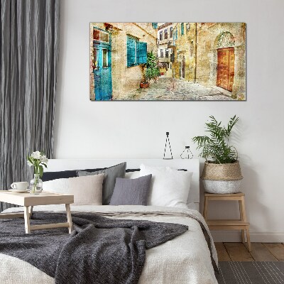Tableau sur verre Des rues charmantes aux couleurs pastel
