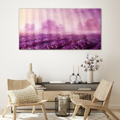 Tableau photo sur verre Paysage violet au matin
