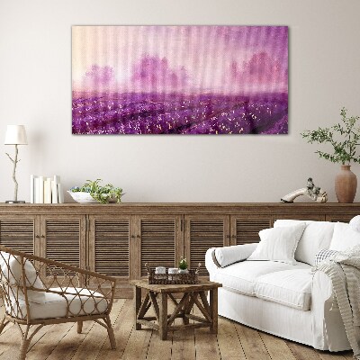 Tableau photo sur verre Paysage violet au matin