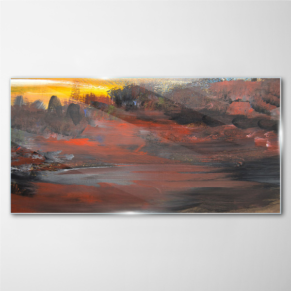 Tableau en verre Coucher de soleil sur un paysage volcanique