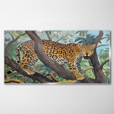 Tableau verre imprimé Jaguar dans une forêt tropicale