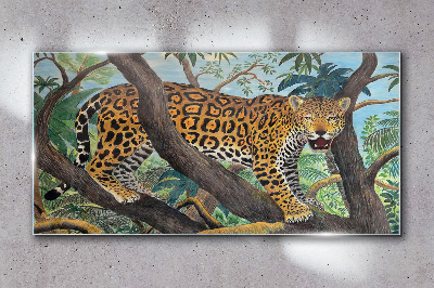 Tableau verre imprimé Jaguar dans une forêt tropicale