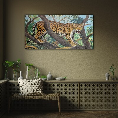 Tableau verre imprimé Jaguar dans une forêt tropicale