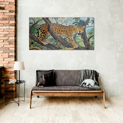 Tableau verre imprimé Jaguar dans une forêt tropicale