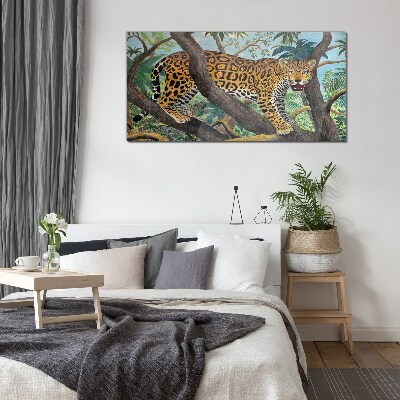Tableau verre imprimé Jaguar dans une forêt tropicale