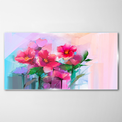 Tableau photo sur verre Une danse de fleurs aux couleurs pastel