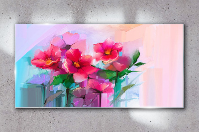 Tableau photo sur verre Une danse de fleurs aux couleurs pastel