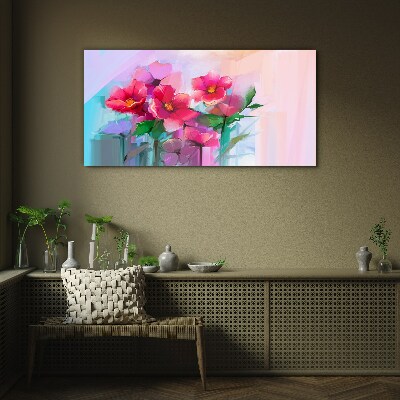 Tableau photo sur verre Une danse de fleurs aux couleurs pastel