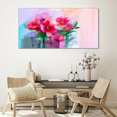Tableau photo sur verre Une danse de fleurs aux couleurs pastel