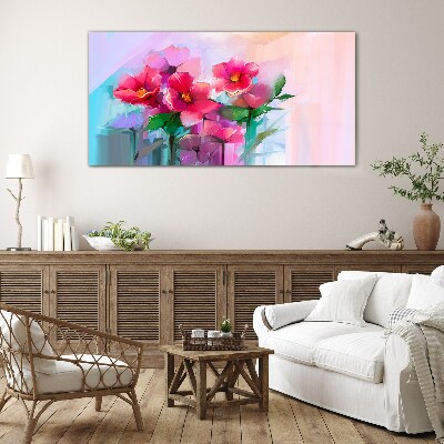 Tableau photo sur verre Une danse de fleurs aux couleurs pastel