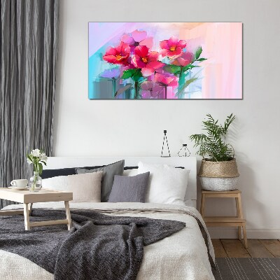 Tableau photo sur verre Une danse de fleurs aux couleurs pastel