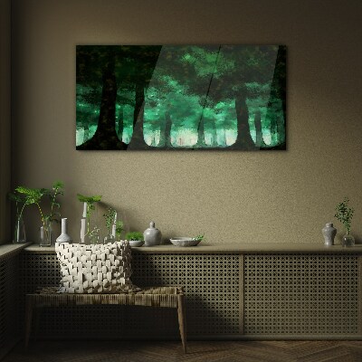 Tableau photo sur verre Forêt verte dans la lumière brumeuse
