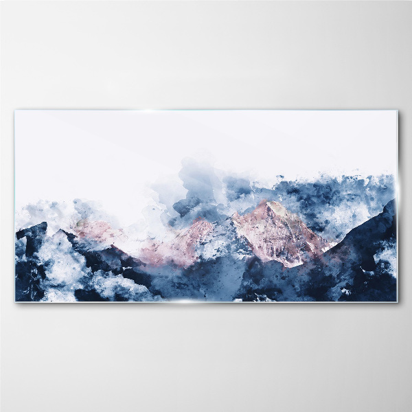 Tableau verre imprimé Paysage de montagne aux nuances de bleu