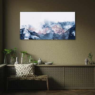Tableau verre imprimé Paysage de montagne aux nuances de bleu