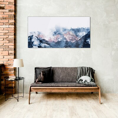 Tableau verre imprimé Paysage de montagne aux nuances de bleu