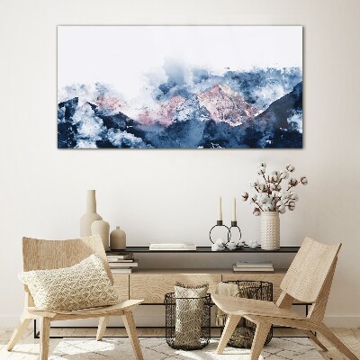 Tableau verre imprimé Paysage de montagne aux nuances de bleu