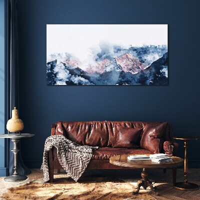 Tableau verre imprimé Paysage de montagne aux nuances de bleu