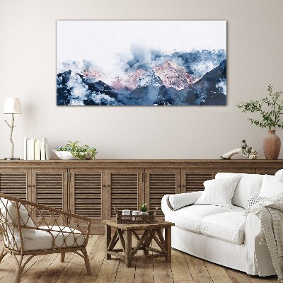Tableau verre imprimé Paysage de montagne aux nuances de bleu