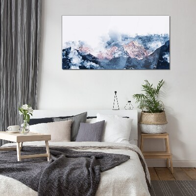 Tableau verre imprimé Paysage de montagne aux nuances de bleu
