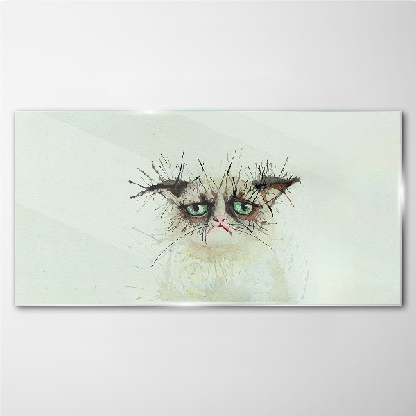 Tableau en verre Chat triste aux yeux verts