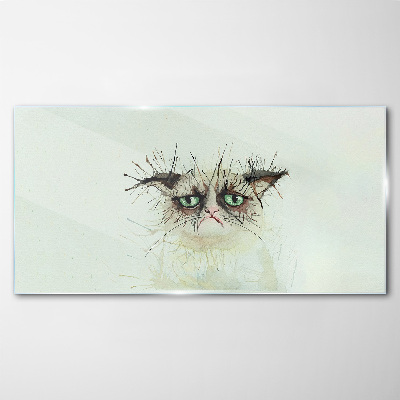 Tableau en verre Chat triste aux yeux verts