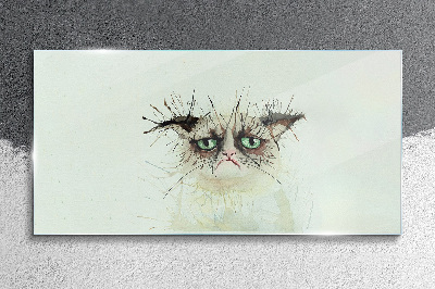 Tableau en verre Chat triste aux yeux verts