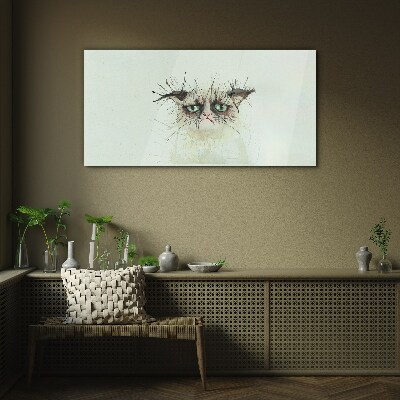 Tableau en verre Chat triste aux yeux verts