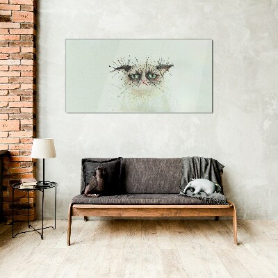 Tableau en verre Chat triste aux yeux verts