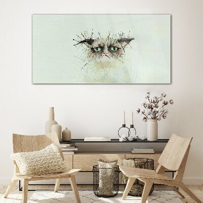 Tableau en verre Chat triste aux yeux verts