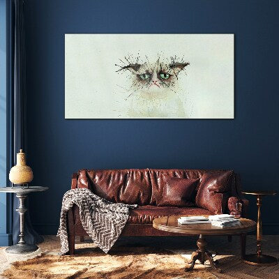 Tableau en verre Chat triste aux yeux verts