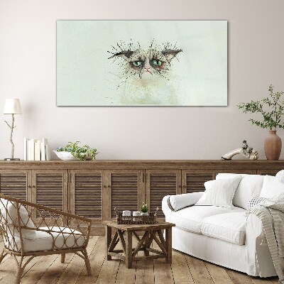 Tableau en verre Chat triste aux yeux verts