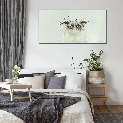 Tableau en verre Chat triste aux yeux verts