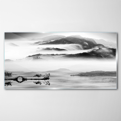 Tableau en verre Panorama de montagne brumeux
