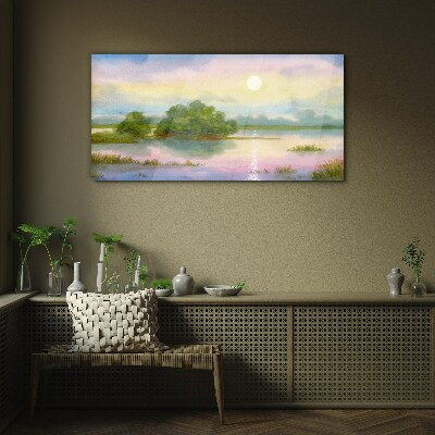 Tableau sur verre Un paysage paisible au bord de l'eau