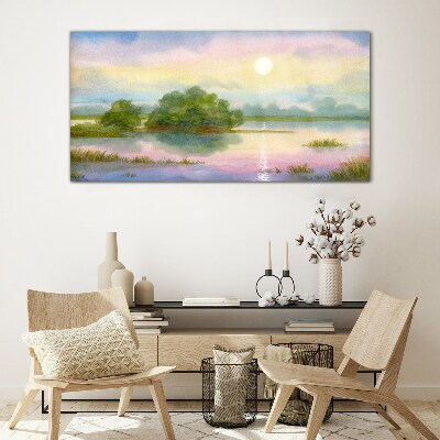 Tableau sur verre Un paysage paisible au bord de l'eau