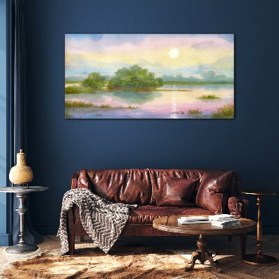 Tableau sur verre Un paysage paisible au bord de l'eau